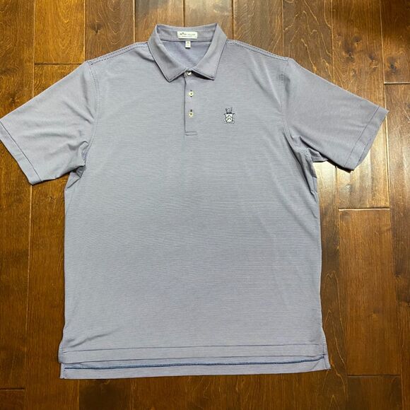 Peter Millar Summer Comfort Performance Polo Navy White Pinstripe Men's Size XL - Picture 4 of 9